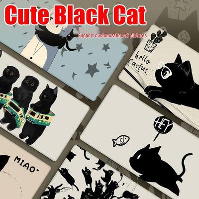 Large Cute Black Cat Cartoon Mouse Pad for Girls - Keyboard & Desk Pad for Gaming and Office