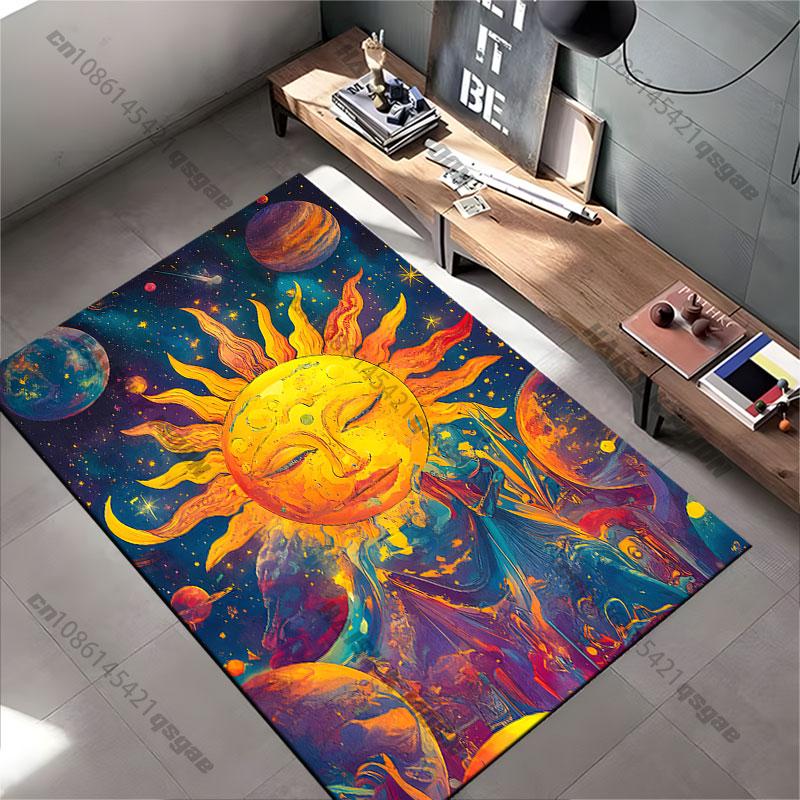 Cosmic sun planets vibrant universe carpet Yoga living room room decor children's crawling mat doormat area rug games mat