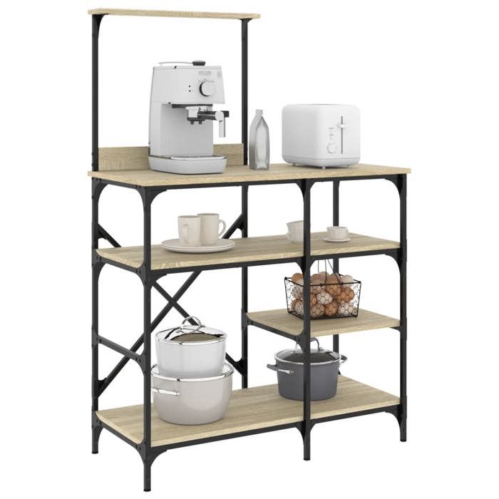 VidaXL Baker's Rack, Shelf with Adjustable Feet, Storage Furniture, Interior Kitchen Organizer, Modern, 845417