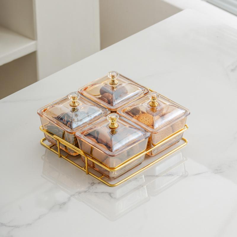 Light Luxury Glass Fruit Plate  Creative Household Living Room Snack Plate  Dried Fruit Snack Plate  Dessert Plate  Candy Plate  Fruit Plate