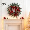 Handmade Wreath for Balcony Christmas Artificial Garland with Pinecones Cinnamon And Red Bows, Decorative Hanging Rustic Pinecone Pendants Winter