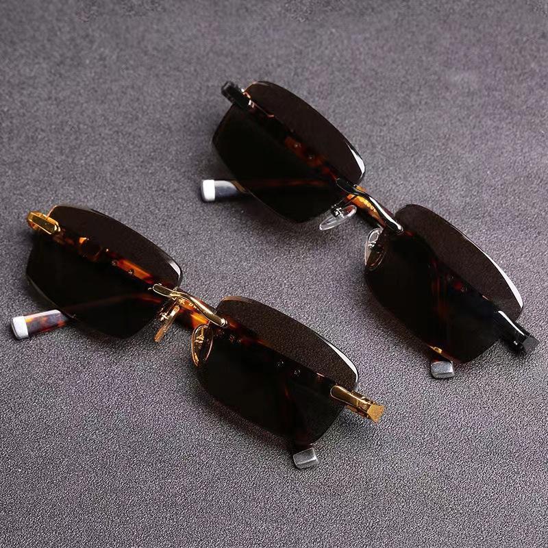 Crystal glasses men's high-end frameless rough stone sunglasses cool goggles men's stone explosive