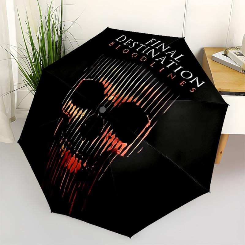 1 Stück Final Destination Bloodlines Automatischer Auf-/Zu-Regenschirm, Robuster Eisenrahmen, Faltbares Tragbares Design, Reisen, Tägliche Nutzung, Hochwertige Verarbeitung