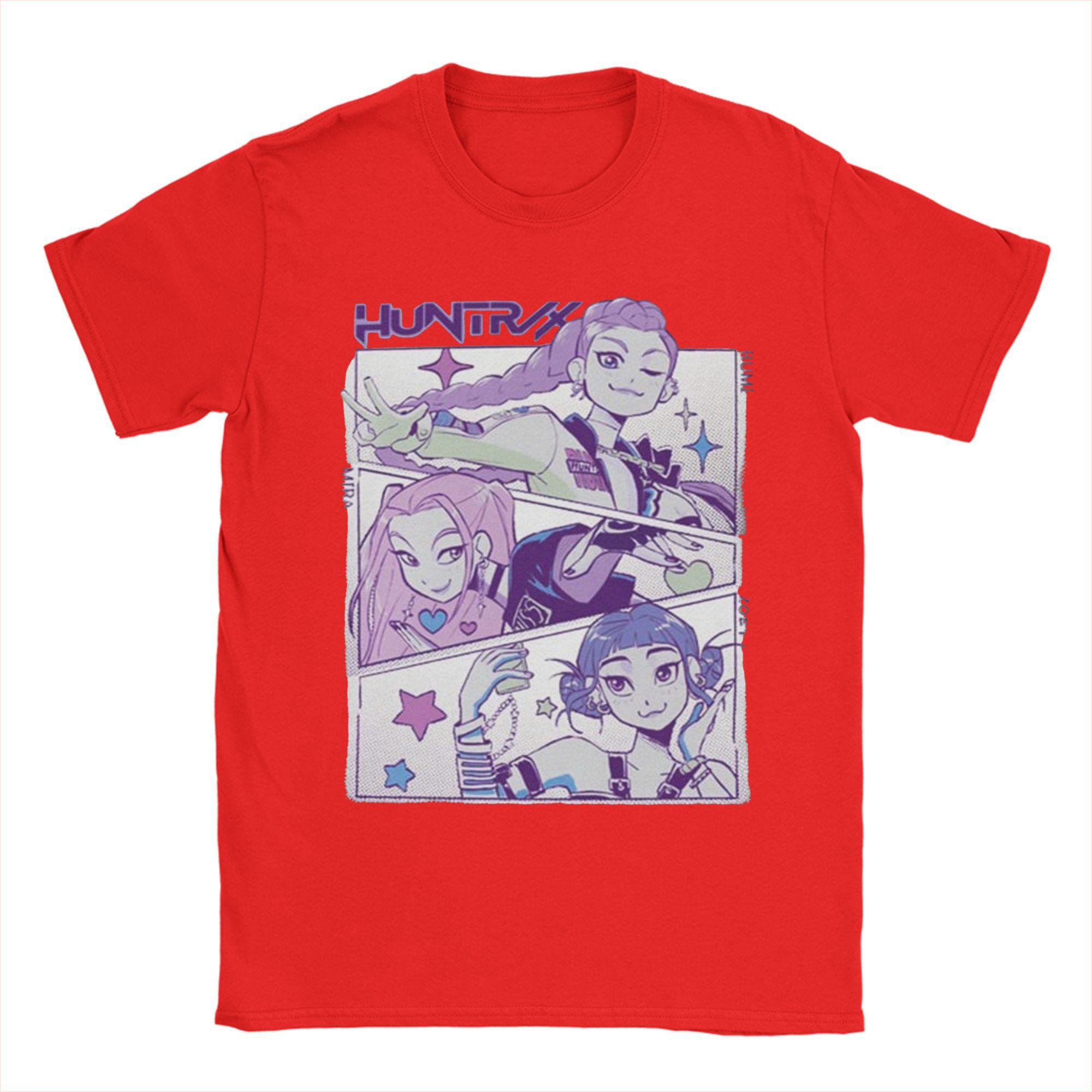 

K–Pop Demon Hunters huntrix Rumi, Zoey and Mira T-Shirt Short Sleeve Streetwear Tops Summer Cotton Comfortable Plus Size Clothes S