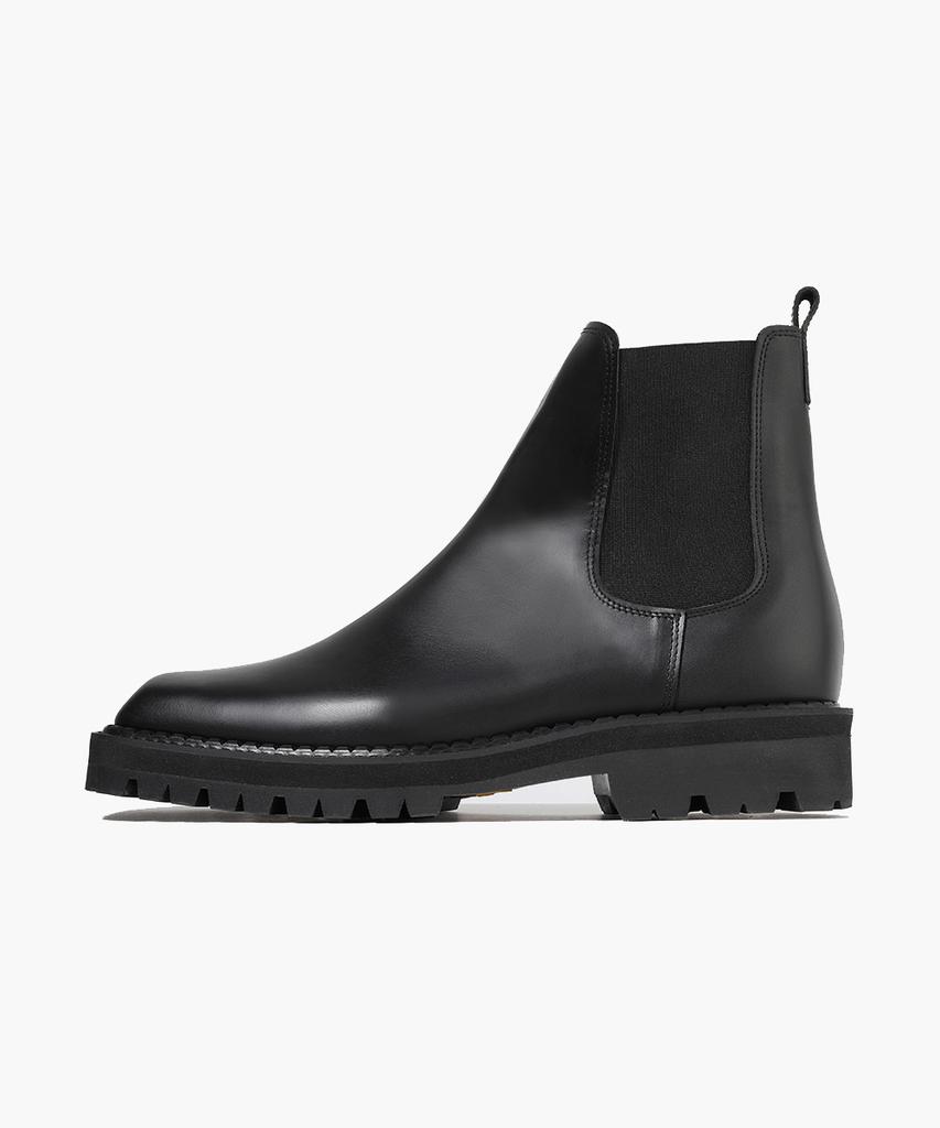 Firenze Atelier [Vibram] Double-Welt Walker Sole Square Toe Chelsea Boots 8701 [Black Fg]