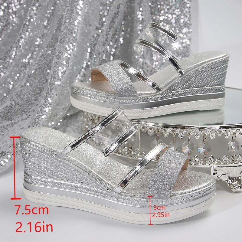 Womens Platform Slippers Wedge Heel Large Size High Heel Roman Sandals Comfortable