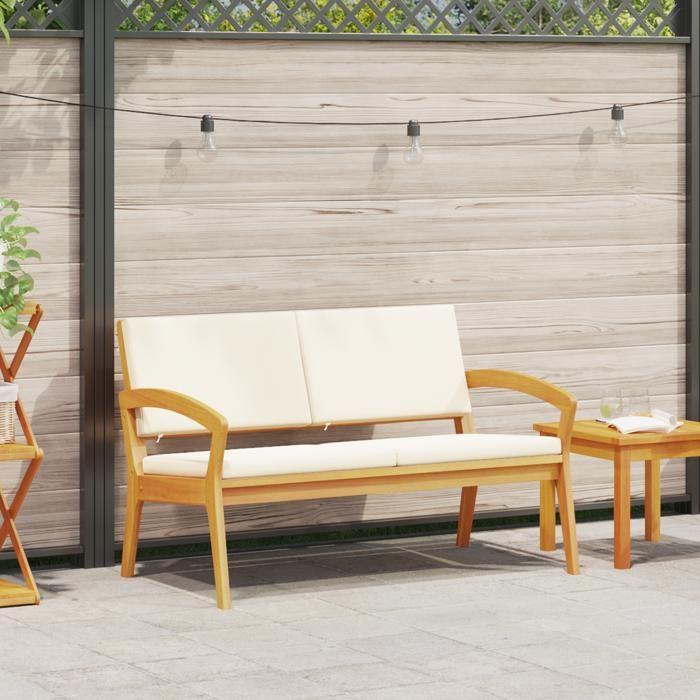 Banc de jardin vidaXL avec coussins 115x70x72 cm en bois d'acacia 4106467