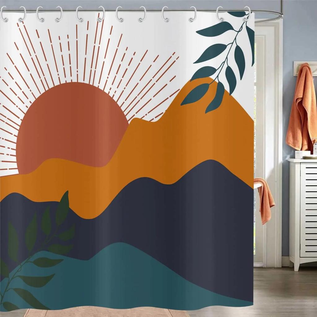 Bohemian Style Waterproof Shower Curtain 180X 180Cm Abstraction Century Art Modern Minimalist Geometry Aesthetic Shower Curtain