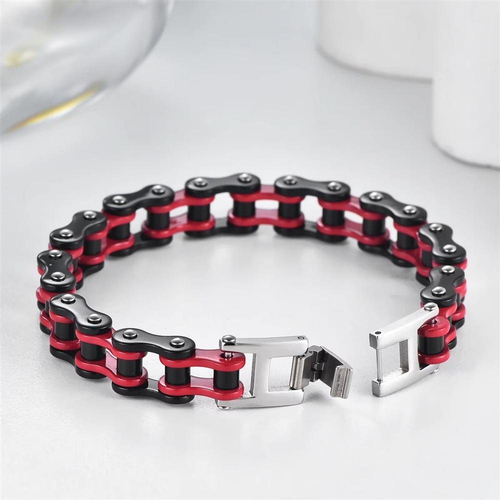 Personalized Mens Bracelets Motorcycle Biker Bicycle Chain Link Bracelets Anti Non Tarnish Gold Plated Stainless Steel Bracelets