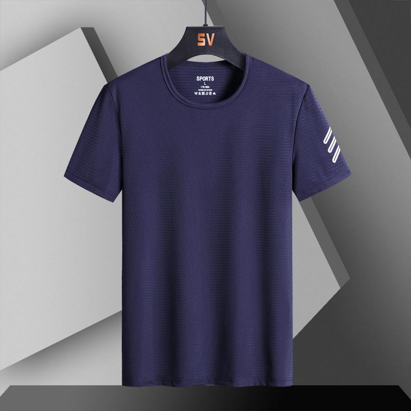 Ledové hedvábné cool tričko s krátkým rukávem Pánské tričko s polovičními rukávy větší velikosti Fitness tričko Top