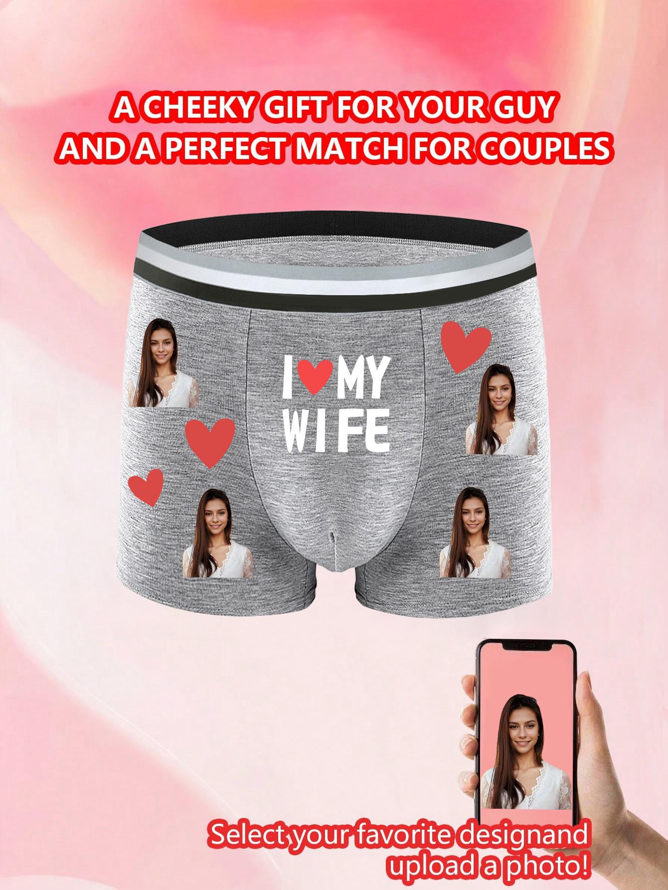 

Индивидуальное мужское нижнее белье-боксеры с принтом в виде сердца, эластичное и мягкое, удобное, повседневное персонализированное нижнее белье, идеальный подарок для парня/мужа XL