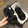 Thick-soled Muffin Cool Slippers for Women's Summer Wear, New Heightened High-heeled Soft-soled Skirt, Non-slip Beach Sandals