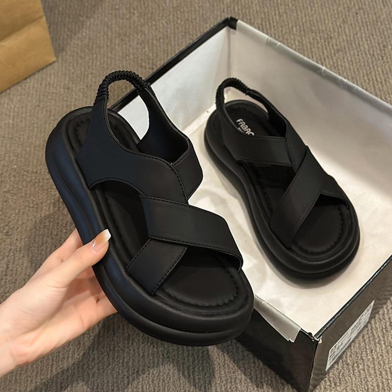 Thick-soled Muffin Cool Slippers for Women's Summer Wear, New Heightened High-heeled Soft-soled Skirt, Non-slip Beach Sandals
