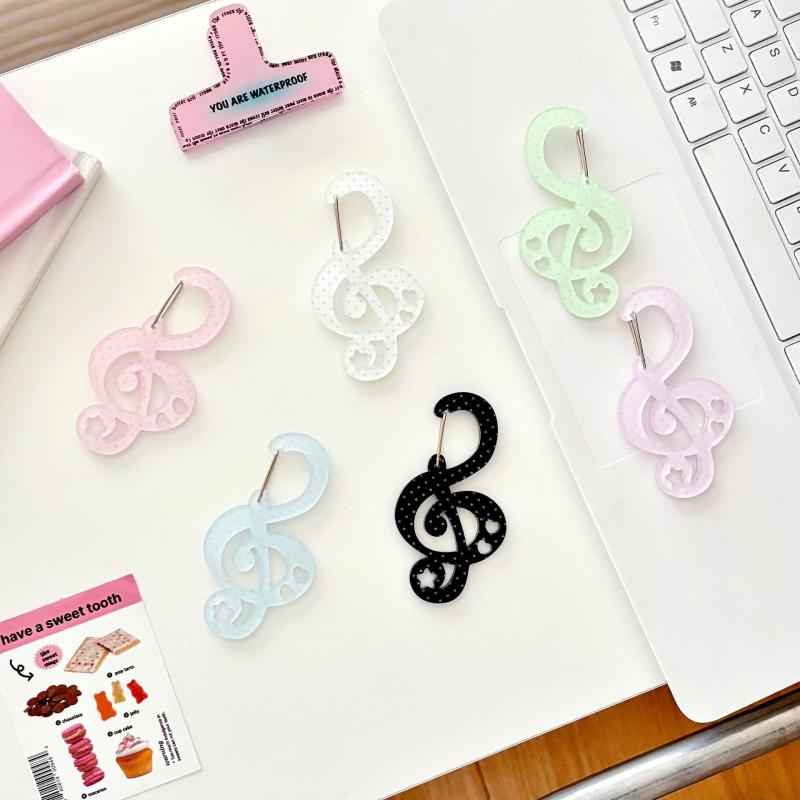 Polka Dot Musical Note Shape Carabiner Mountaineering Buckle Acrylic Candy Color Buckle Keychain Multipurpose Keyring Hook