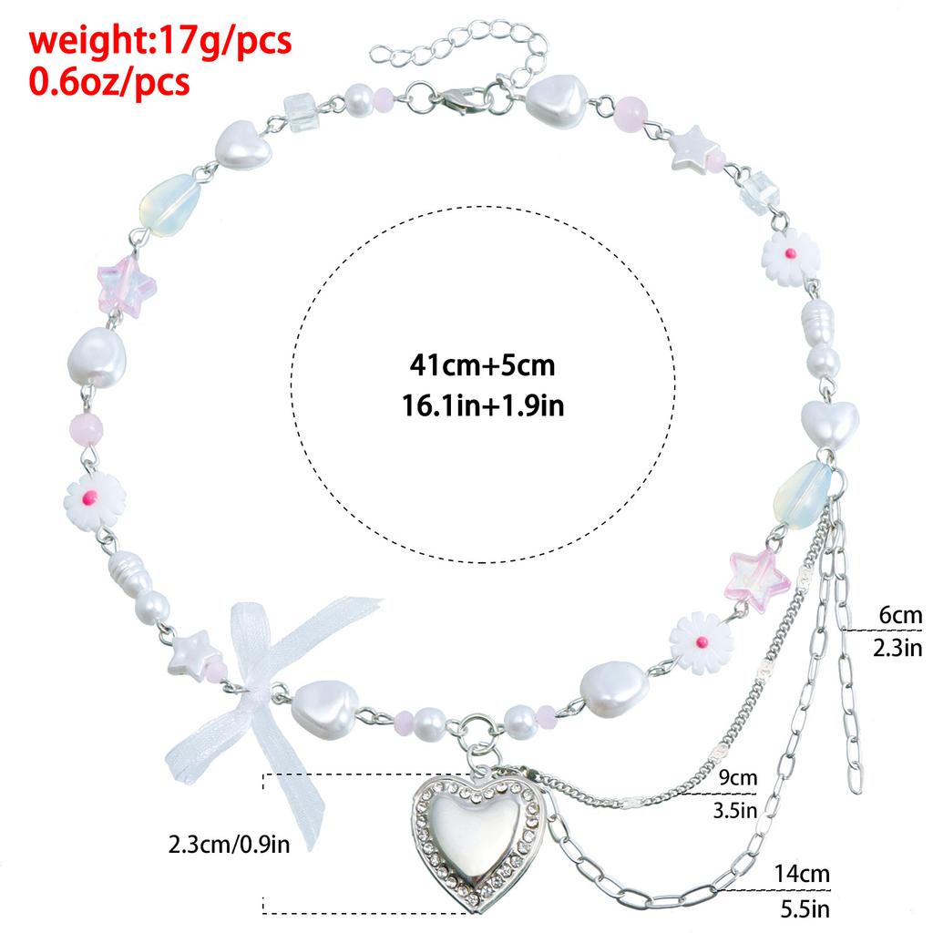 Dopamine Love Pendant Necklace Sweet Mori Collarbone Chain Xiaohongshu Bow Item Jewelry Women