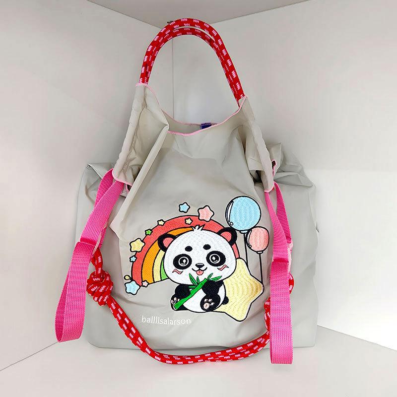 Individuelle große Canvas-Tragetasche mit exquisiter Stickerei - Vielseitige Damen-Nylon-Einkaufstasche