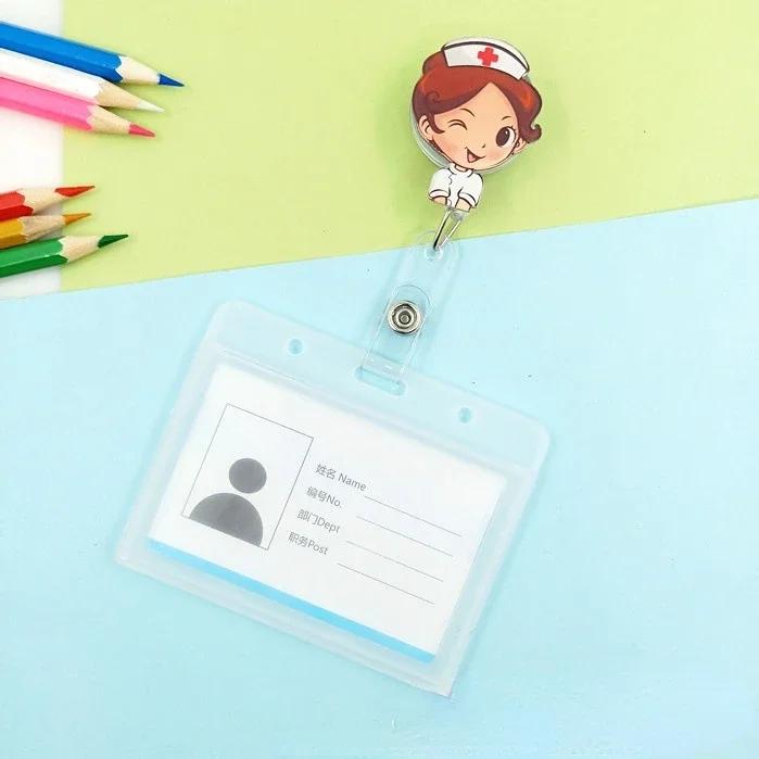 transparent Plastic Doctor Nurse ID Card Sleeve Badge Card Cover Retractable Badge Card Holder cover Protector