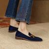 Fashion Women Retro Metal Buckle Loafer 2025 French British Style Fashion Elegant Square Toe Chunky Heels Pumps Party Flat Casual Shoes