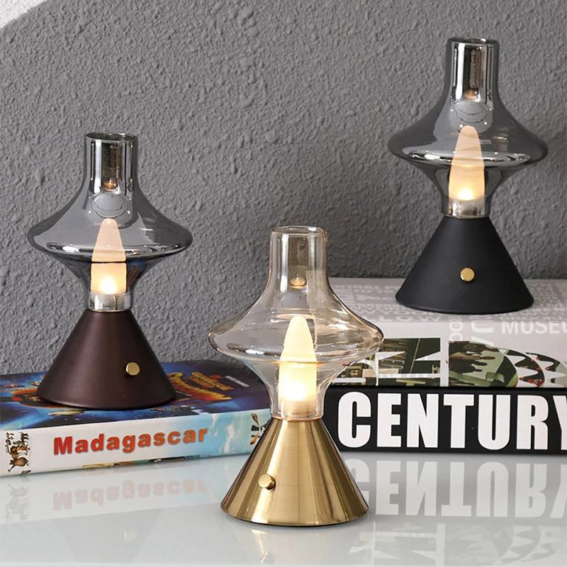 Oppladbart Led Nattlys Touch Soverom Nattlampe Soverom Studie Studie Nattbord Atmosfære Dekorasjon Glass Led bordlamper