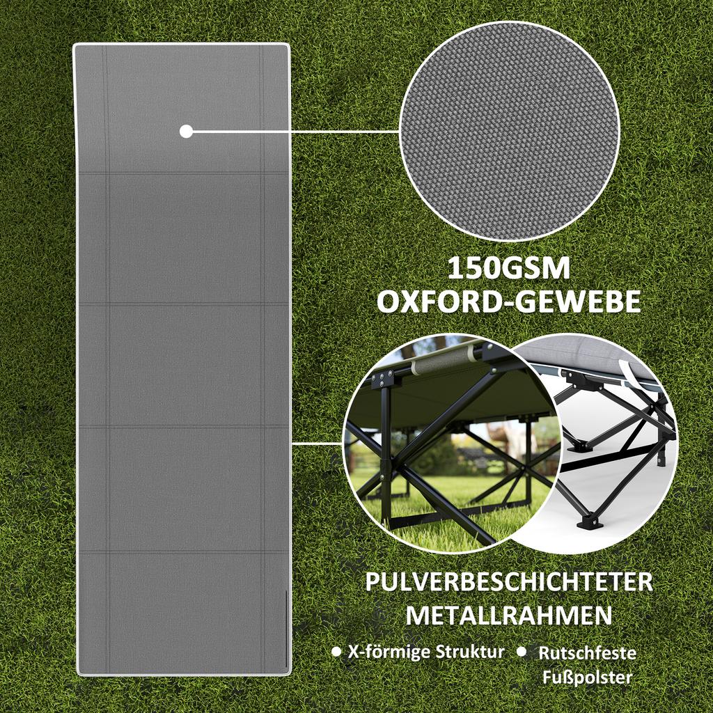 67cm Breites Klappbett, Campingliege für Erwachsene mit Matratze, Aufbewahrungstasche, Tragetasche, Max. Belastung 150kg, Schwarz