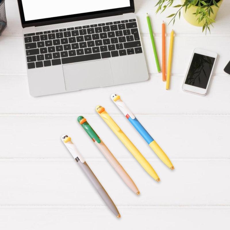 Cartoon Duck Gel Pen 0.5mm Tip Twist Action Gel Pen Quick Drying Journaling Pen Smooth Writing Experience for Writing
