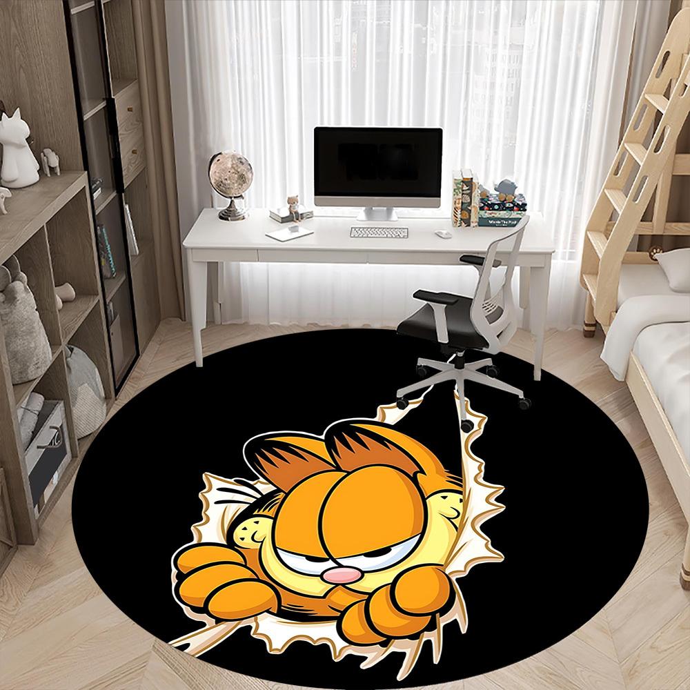 1pc Garfield Cat Office Round Area Rug, Under Office Chairs Bedroom Living Room Home Decor a0926097