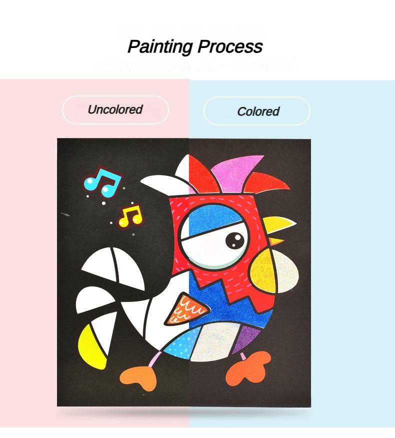 Color Powder Painting Set DIY Coloring Books for Kids Educational Safe Scientific Toys Luminous Material Cartoon Character Gift