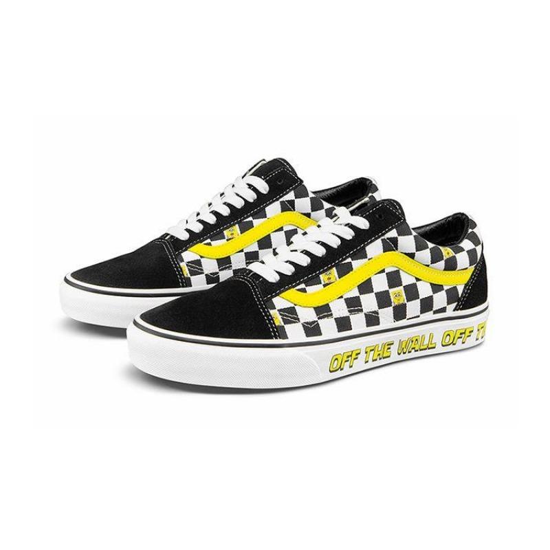 Sandy Liang X SpongeBob X Vans Kids' Stylish Comfy Durable Breathable Low-top Skate Shoes Black White for Little Kids VN000W9T9EK
