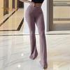 Women Yoga Pants High Waist Flared Leg Wide Leggings Solid Color Elastic Waistband Sport Pants Daily Wear