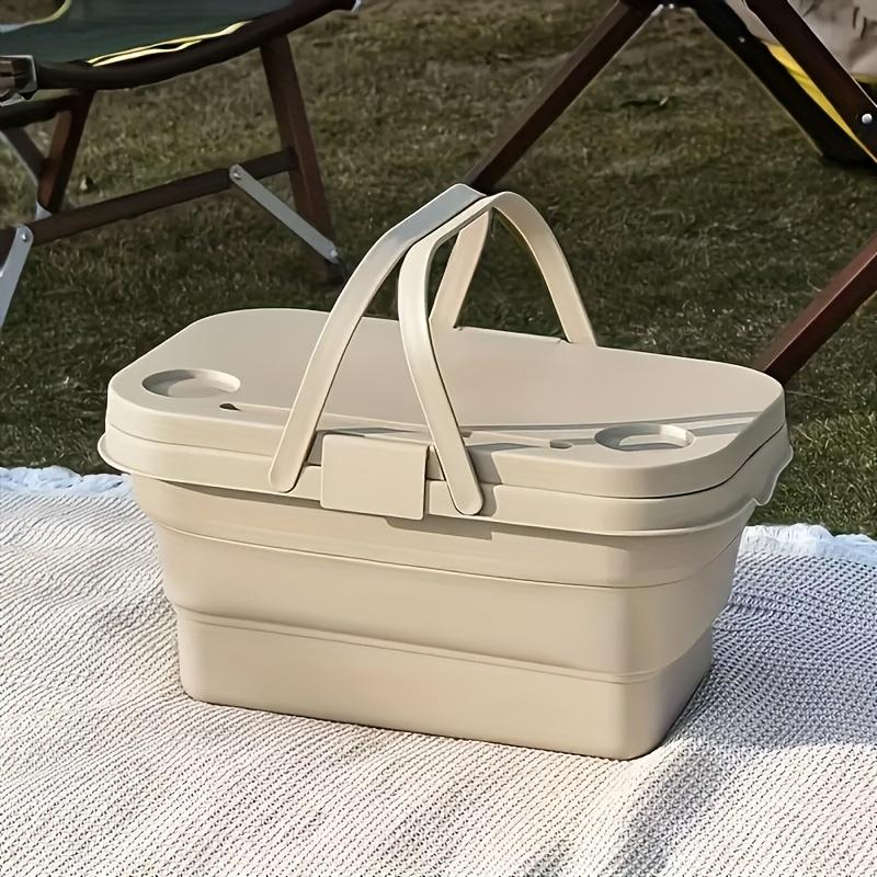 1 Large Capacity Portable ,Outdoor Camping Picnic Basket with Lid | Foldable and Trendy for Spring Outings and Outdoor Dining