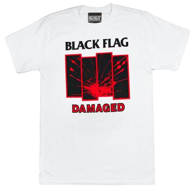 Black Flag Damaged Logo White T-Shirt White New