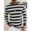 Retro Striped Graphic Long SLeeve T Shirts For Men Simple Fashion Spring Autumn 3D Printed T-shirts Casual Oversized Tees Tops