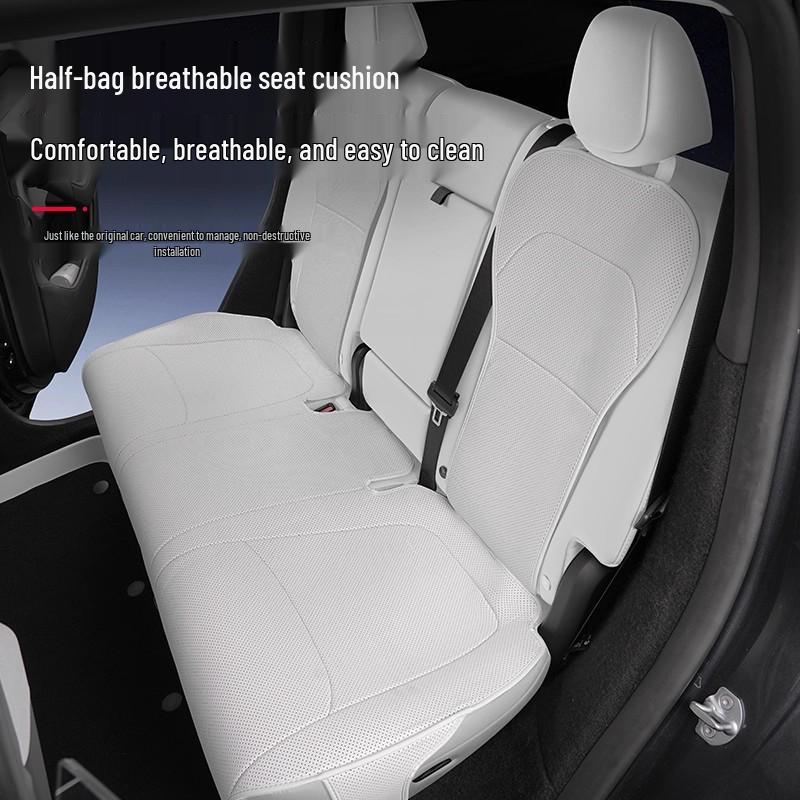 Nappa Leather Seat Protector Pad for Tesla Model Y (Refreshed Version) - Breathable, Ventilated Cushion