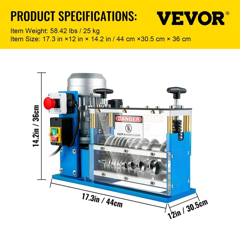 Electric Wire Stripping Machine, 0.06 inch-0.15 inch Automatic Wire Stripping Machine, 11 Channels 10 Blades Cable Stripping Machine, Wire Stripping