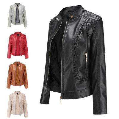 New Women's Leather Clothing Women's Elegant European and American Plus Size Collar PU Leather Women's Leather Jacket Women's Leather Jacket