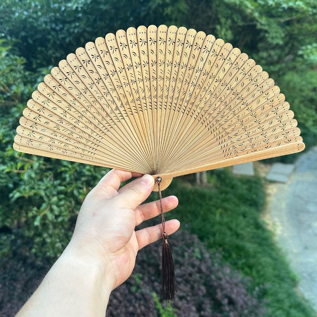 Dream Lotus Mini Japanese-Style Handheld Full Bamboo Fan Hanfu Mamian Skirt Dance Qipao Portable Folding Fan Girl Group Folding Fan