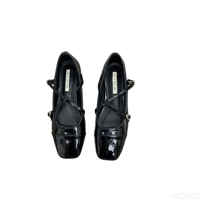 Fashion Ladies Fashionable Versatile Cross Buckle Shoes Retro Elegant Minimalist Women Single Shoes Square Toe Comfortable High Heels