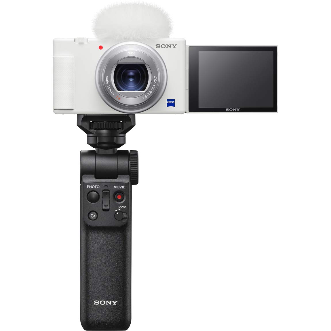 

SONY W Compact Digital VLOGCAM Vlog Shooting Grip Kit Black Pack Windscreen Zoom White ZV-1G Camera, Camera, (Includes GP-VPT2BT Grip, + 1), Included, білий