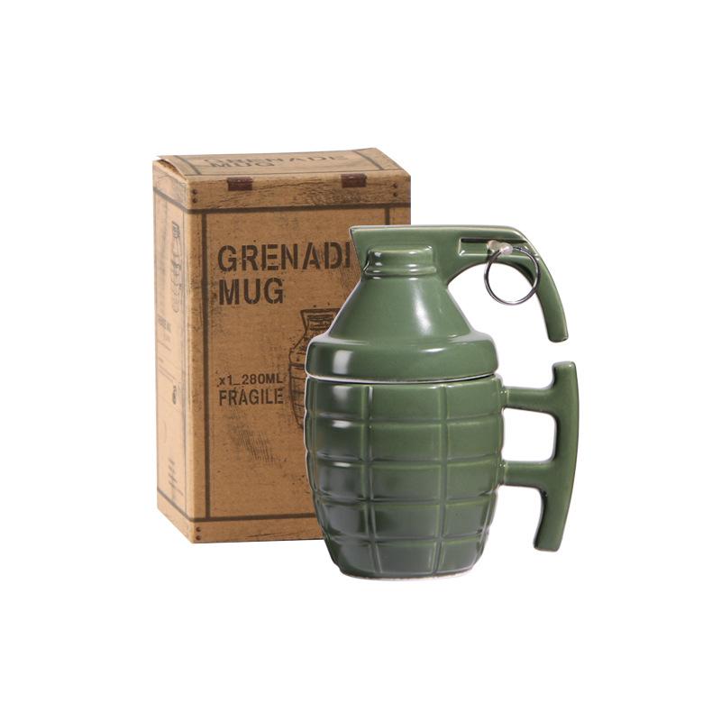 Kreative granatenförmige Scherz-Keramik-Kaffeetasse mit Deckel