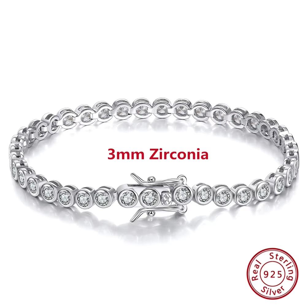 ORSA JEWELS Authentic 925 Sterling Silver Tennis Chain Bracelet Moulding Process Hanmade High-end Hand Chain for Man Woman SB128