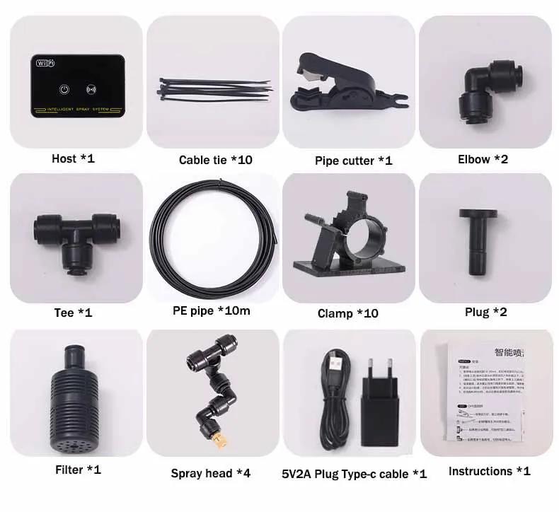 WiFi Rainforest Irrigation Timer Watering System Fog Nozzles Irrigation Kit Automatic Spray Misting Plant Watering System