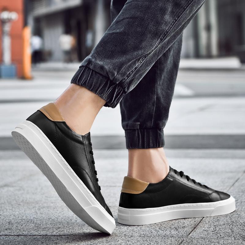 Men Shoes Classic Men's Lace Up Genuine Leather Shoes Men's Fashion Casual Wear-resistant Shoes Wild Non-slip Board Shoe