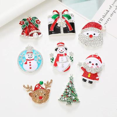 1pz Lega di Zinco Babbo Natale Alce Cervo Diamante Smalto Ciondoli Natale Decorazione Fai da Te Prodotti Fatti a Mano per Bambini Bomboniere