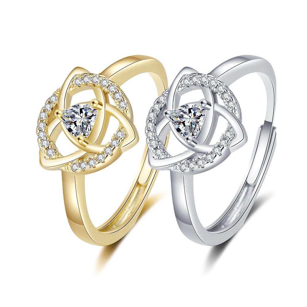 Triquetra Trinity Knot Cubic Zirconia Ring Infinity Eternity Celtic Knot Ring for Women Vintage Engagement Jewelry