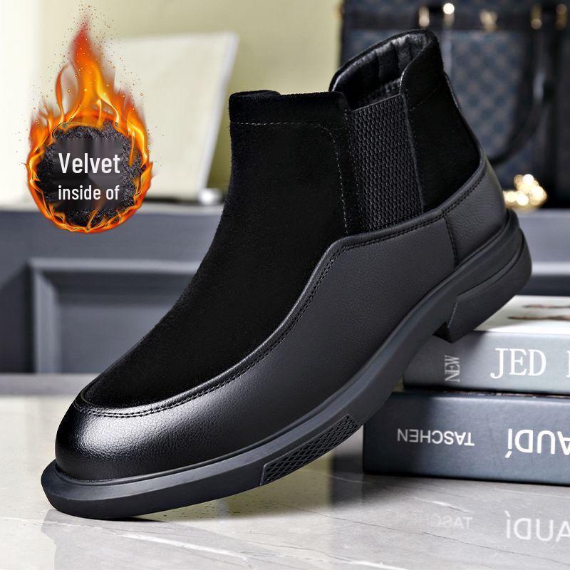 Men's Genuine Cowhide Leather Casual Shoes - 2025 Autumn/Winter Korean Style, Breathable & Versatile Retro Workwear Footwear