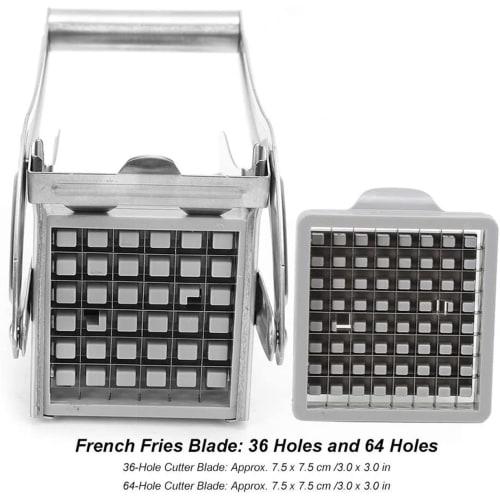TINGJUNN Stainless Steel French Fry Cutter, Manual Potato Slicer, Includes Two Blade Sizes and a Non-slip Suction Cup Base, Perfect for Dicing Fruits