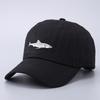 Shark Embroidered Baseball Cap Simple Solid Color Curved Brim Denim Washed Cap Batch