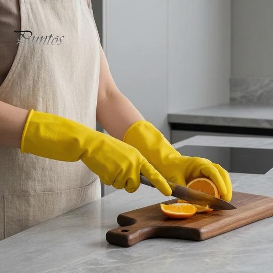 Extended Wristband Cleaning Gloves 2PCS Household Gloves, Reusable PVC Waterproof Thickened Work Non Stick for Scrubbing Multi Purpose Dishwashing And