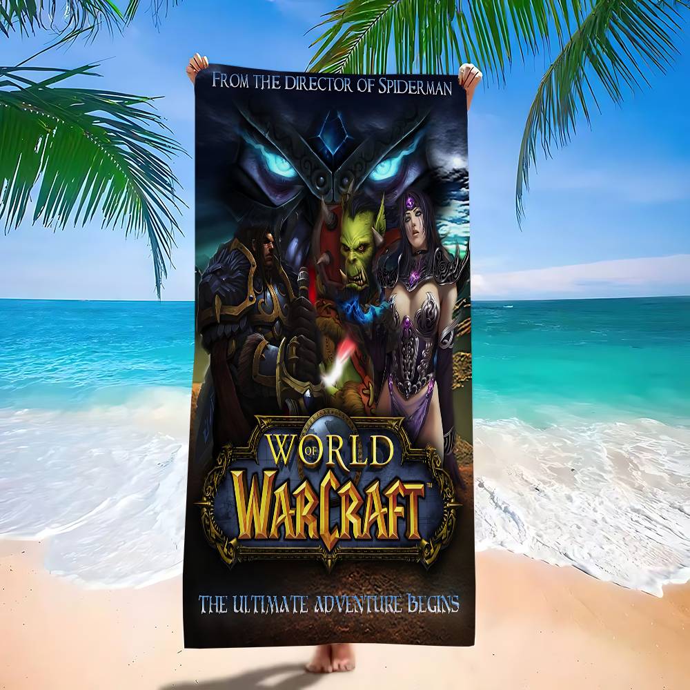 W-World Of Games W-Warcraftes Microfiber Printed Beach Towel Mountain Climbing Yoga Beach Swimming Running Absorbent Soft Towel