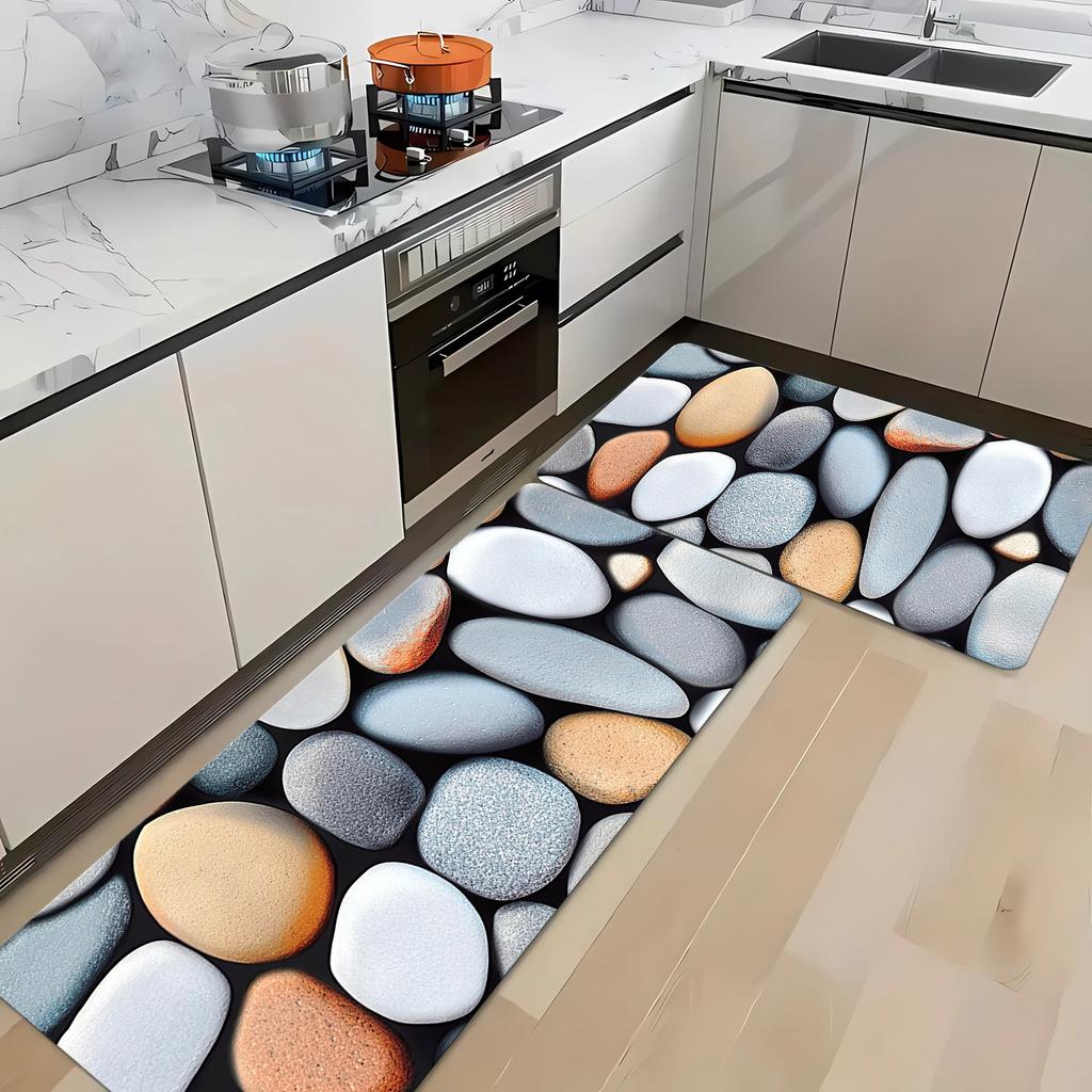 1 ks Protizánětlivé kuchyňské koberce, 3D kamínkový diatomitový potisk, vodotěsná protiskluzová silná polstrovaná kuchyňská podložka, vysoce odolná komfortní podložka na stání do kuchyně